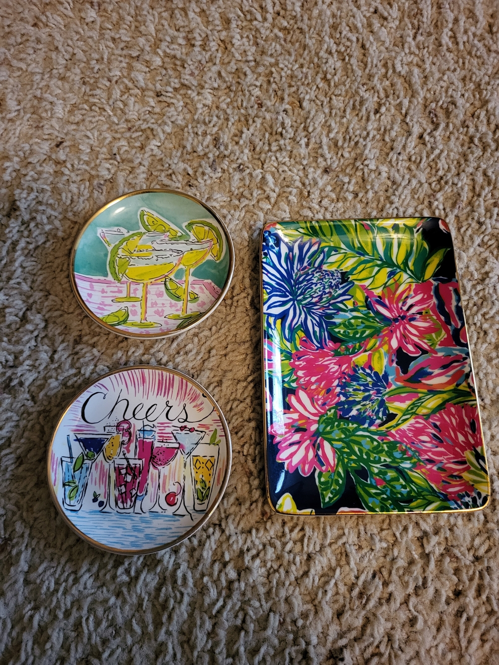 Set Of Lilly Pulitzer Jewelry Tray And 2 Coasters
